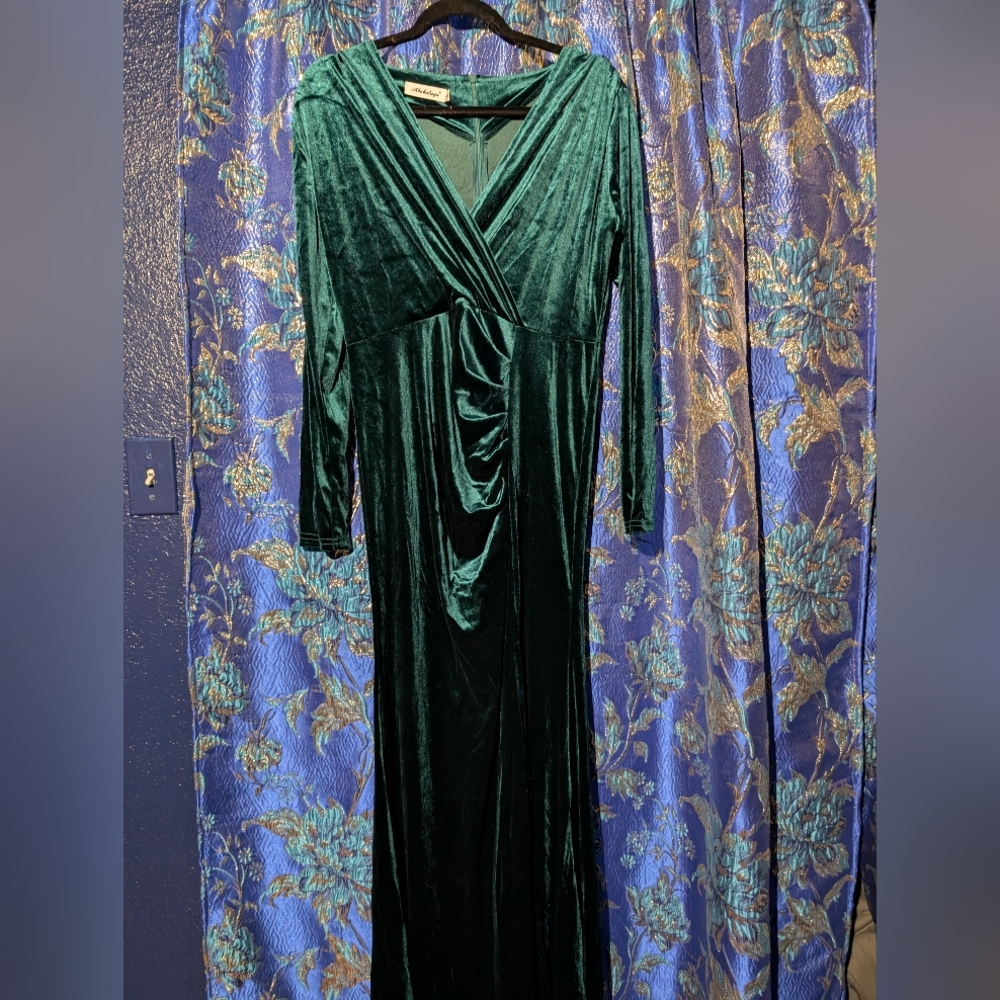 Ababalaya Velvet Faux Wrap Dress